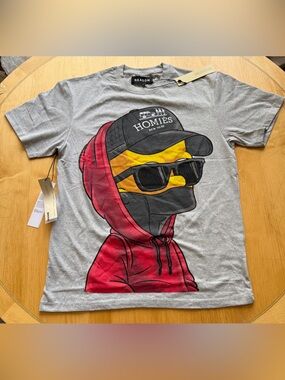 Reason Homies New York Graphic T-Shirt NWT Gray Large Streetwear Cartoon Tee